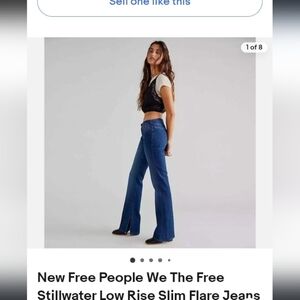 Free People Stillwater Dark Wash Bohemian Y2K 70s Hippie Lowrise Split Flare 28